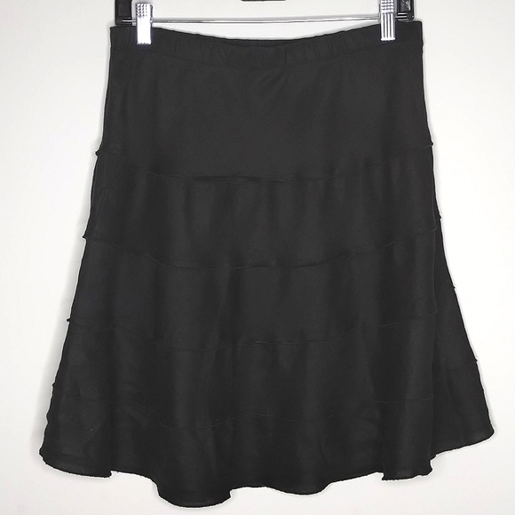 Soft Surroundings Dresses & Skirts - Soft Surroundings Linen Tiered Skirt Black PM Petite Medium